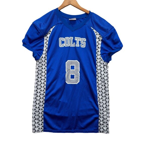 Colts #8 Combine Football Jersey Blue White Teamwork Athletic Apparel RARE sz L - Picture 1 of 4
